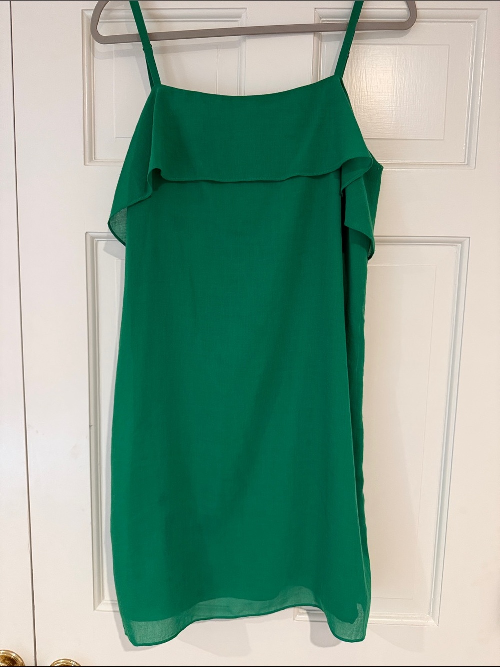 Alice + Olivia Green Ruffle-Trim Spaghetti Strap Dress